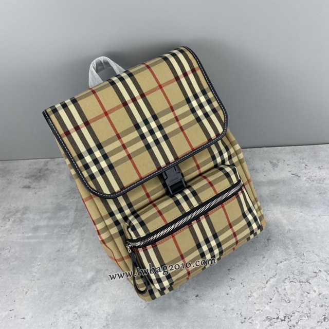 Burberry專門店新款後背書包 巴寶莉格紋棉質男士雙肩背包 yxb1333
